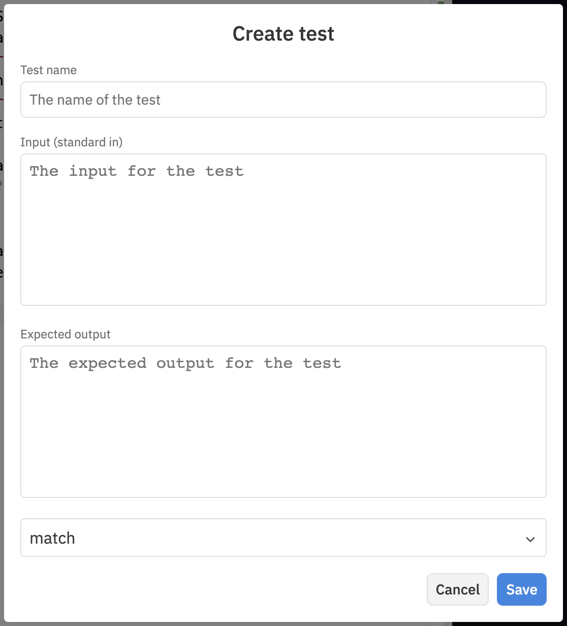 create test form